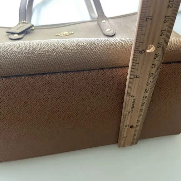 COACH City Zip Tote Saddle Light Brown Crossgrain Leather Bag Gold F58846 - Picture 11 of 13